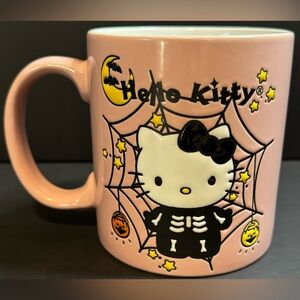 HELLO KITTY Halloween Pink & Black Skeleton Pumpkin & Bats - Double Sided Mug